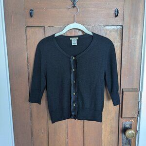 Vintage Oscar de la Renta Cashmere Silk Cropped Button up Cardigan, Black